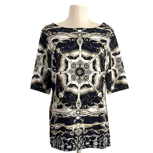 Charter Club Tops - NWT Charter Brand Club Black Gold Chaim Print | Size XL